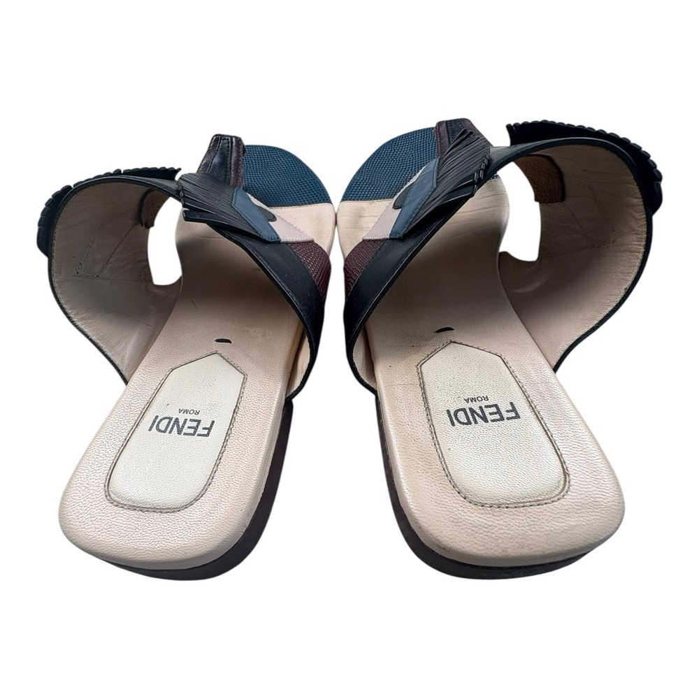 Fendi Roma Colorblock Leather Slide Sandals‎ Size 38 EU Made in Italy - Picture 6 of 12